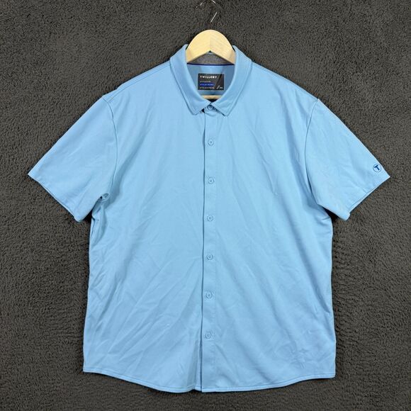 Twillory Shirt Mens 2XL Blue Short Sleeve Button Up Stretch Performance Casual - Picture 1 of 11